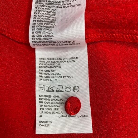 H&M Red Jacquard-weave Faux Wrap Midi Dress - Picture 10 of 13